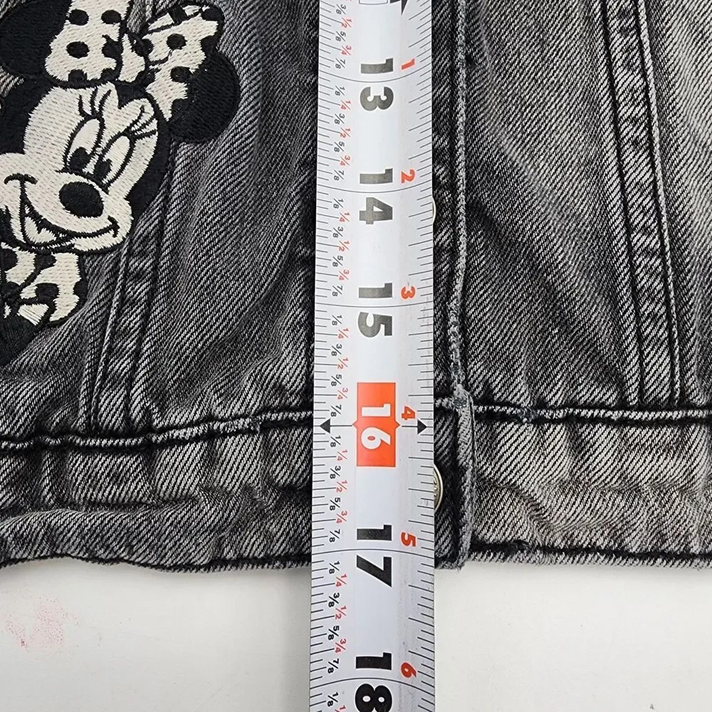 Gap Kids Girls Disney Mickey Minnie Mouse Faded Black Denim‎ Jacket XL